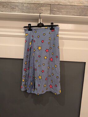 Moira Striped Star Pleated Skirt Size S Like New